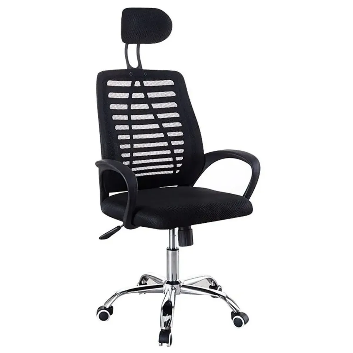 GENERICO - Silla Escritorio Negra Apoyabrazo Malla Ergonómica