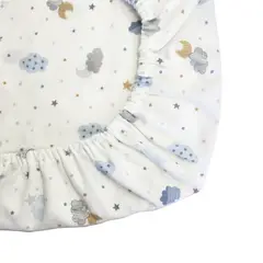 GENERICO - Sabana Moletón 100% Algodón para Colecho Nubes y Lunas Azules