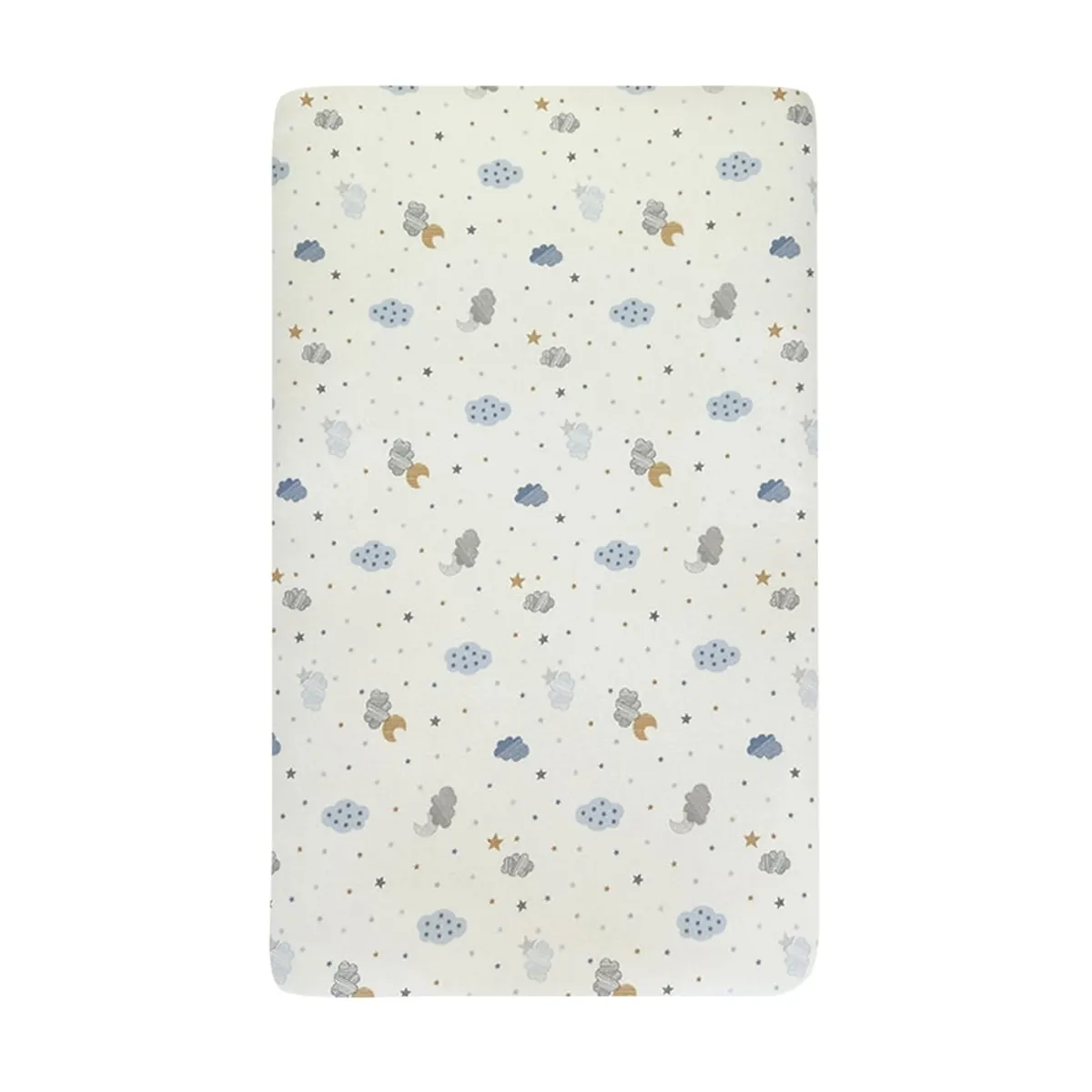 GENERICO - Sabana Moletón 100% Algodón para Colecho Nubes y Lunas Azules