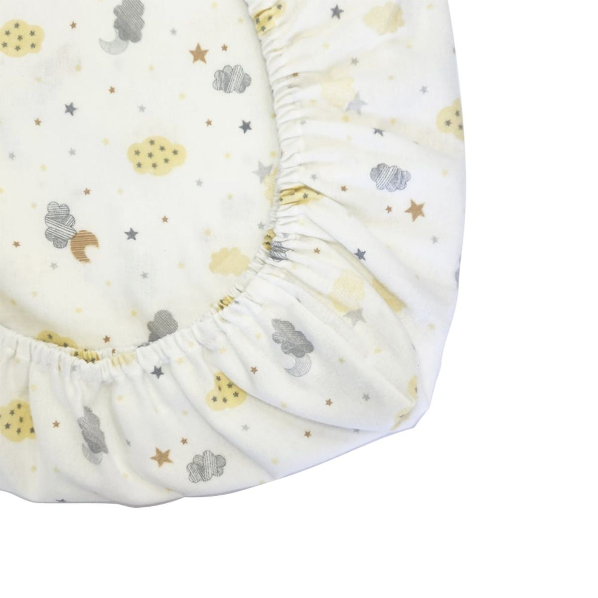 GENERICO - Sabana Moletón 100% Algodón para Colecho Nubes y Lunas Amarillo