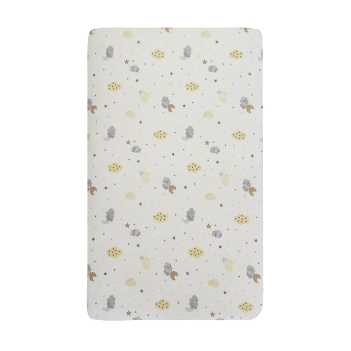 GENERICO - Sabana Moletón 100% Algodón para Colecho Nubes y Lunas Amarillo