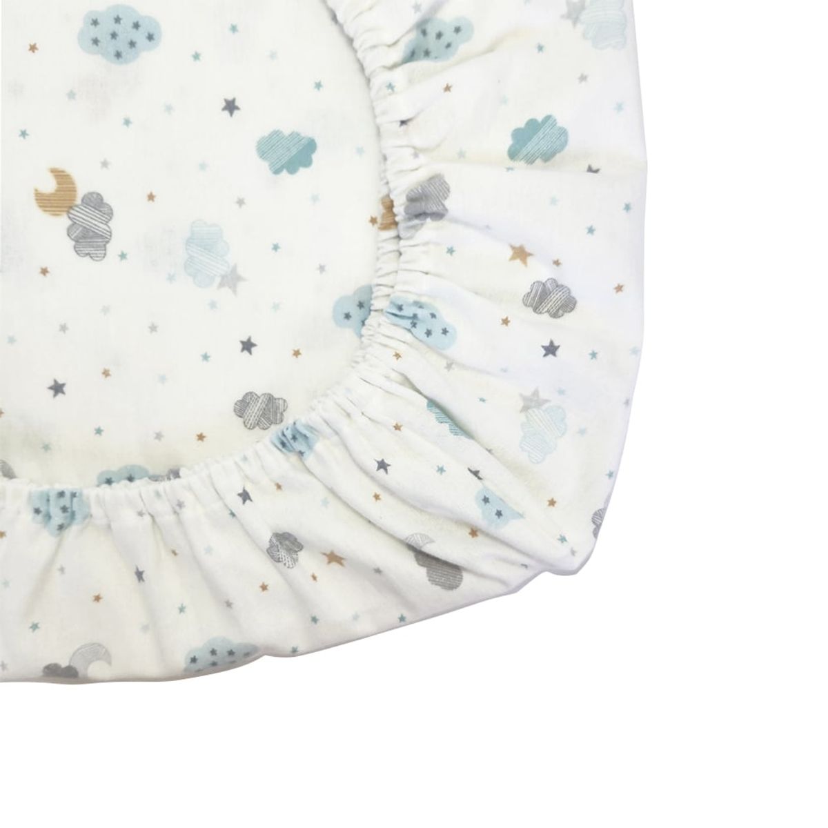 GENERICO - Sabana Moletón 100% Algodón para Colecho Nubes y Lunas Verde