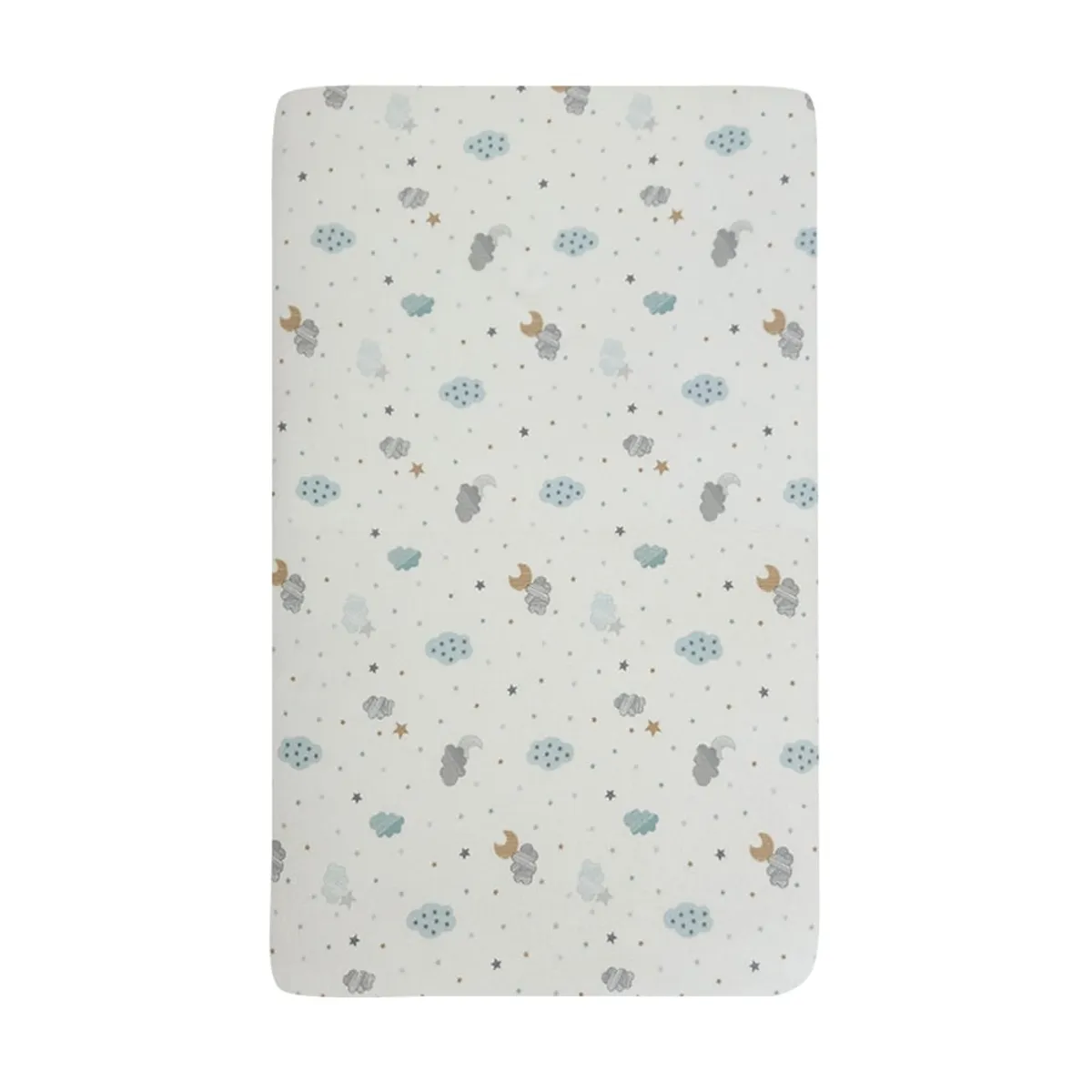 GENERICO - Sabana Moletón 100% Algodón para Colecho Nubes y Lunas Verde