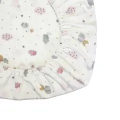 GENERICO - Sabana Moletón 100% Algodón para Colecho Nubes y Lunas Rosa