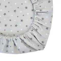 GENERICO - Sabana Moletón 100% Algodón para Colecho Mini Estrellas Gris.