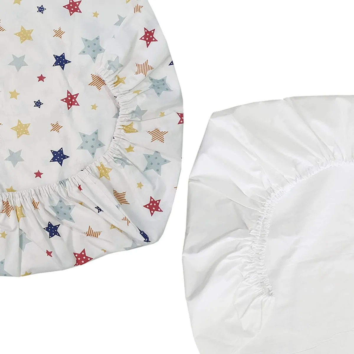 GENERICO - Set de 2 Sábanas Bajeras para Cuna Pack and Play Estrellas Colores