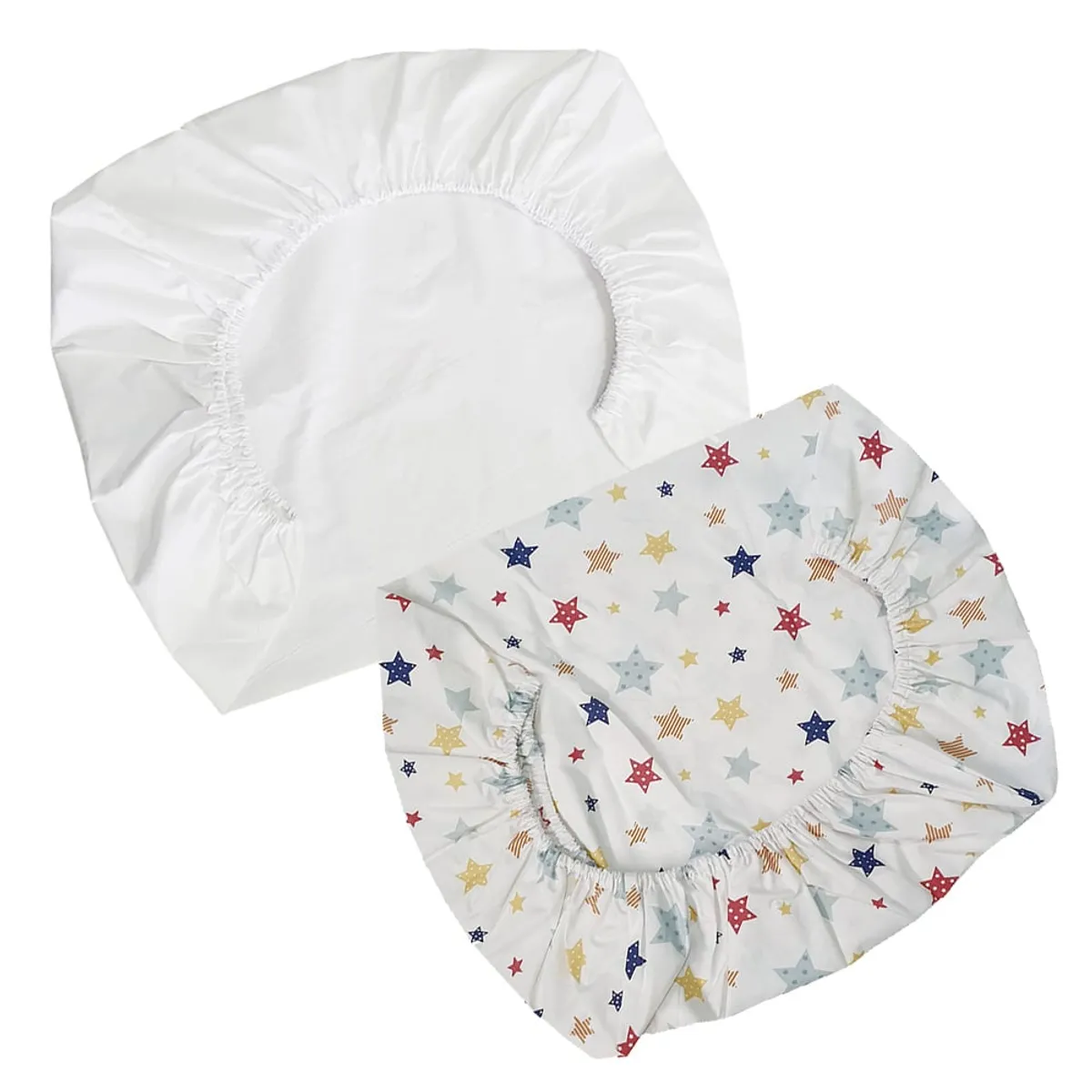 GENERICO - Set de 2 Sábanas Bajeras para Cuna Pack and Play Estrellas Colores