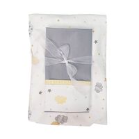 Sábana Bajera para Colecho y Funda de Almohada Nubes y Lunas Amarillo