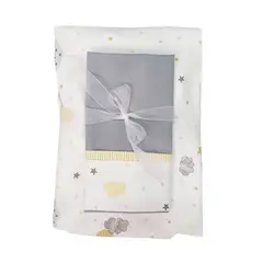 GENERICO - Sábana Bajera para Colecho y Funda de Almohada Nubes y Lunas Amarillo