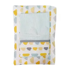 GENERICO - Sábana Bajera para Colecho y Funda de Almohada Nubesitas Amarilla