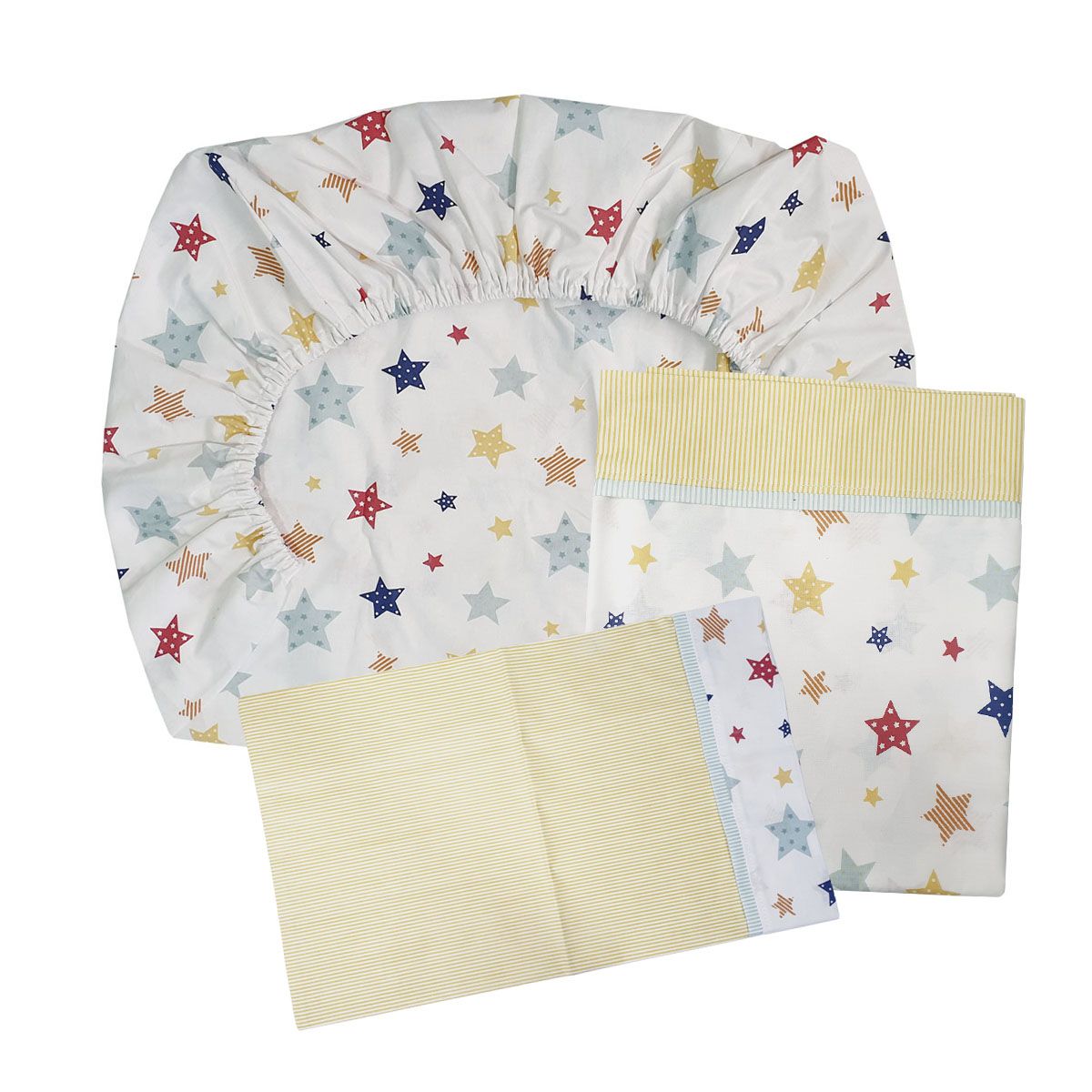 GENERICO - Set de Sábanas para Colecho 3 Piezas Diseño Estrellas Multicolor