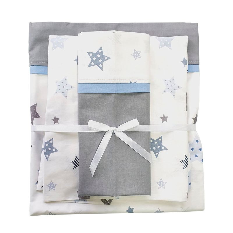 GENERICO - Set de Sábanas para Colecho 3 Piezas Diseño Estrellas Azul