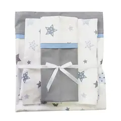 GENERICO - Set de Sábanas para Colecho 3 Piezas Diseño Estrellas Azul