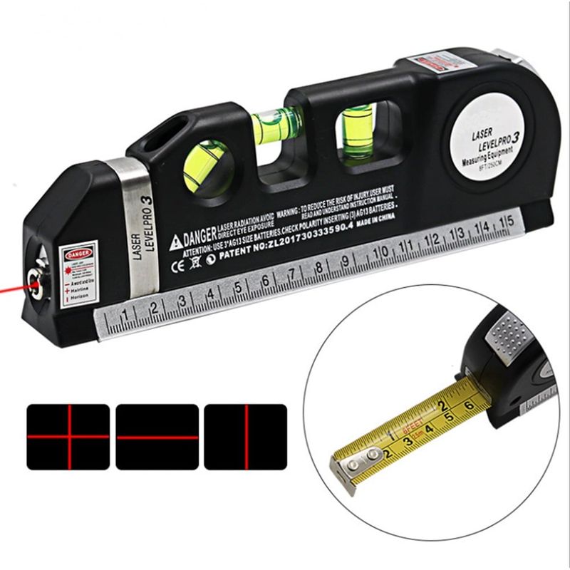 GENERICO - Cinta Métrica Regla Laser Nivelador Laser Lineas 3 Modos Level Pro3