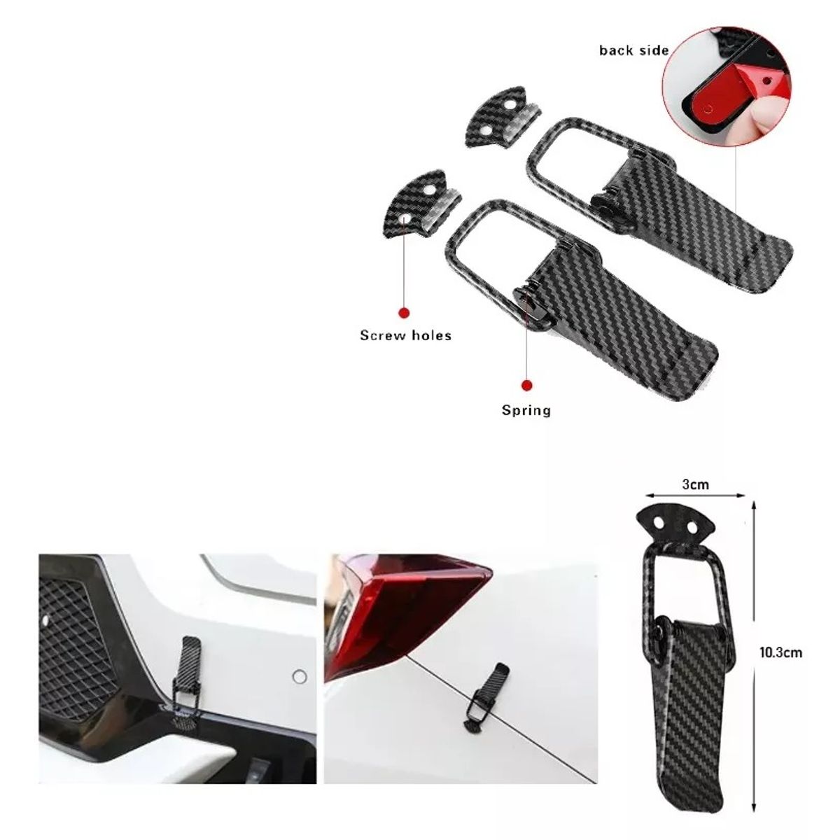 GENERICO - Clip Sujetador De Parachoques Auto Fibra Carbono Grande