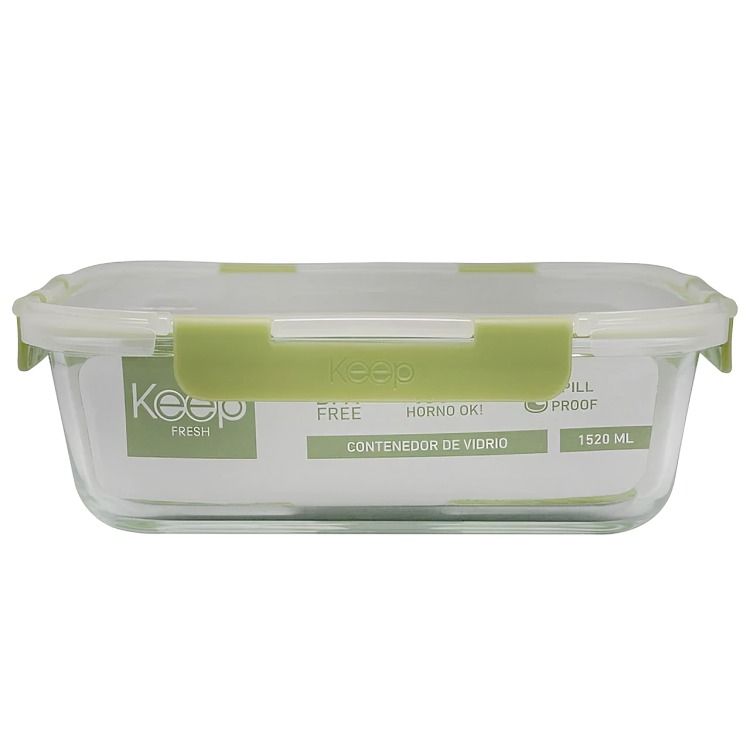 HERMETICO RECTANGULAR 1520ML GLASS VERDE