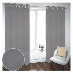 GENERICO - Cortina Black Out 2 Paños Decorativa Gris liso N°33 (140X230)