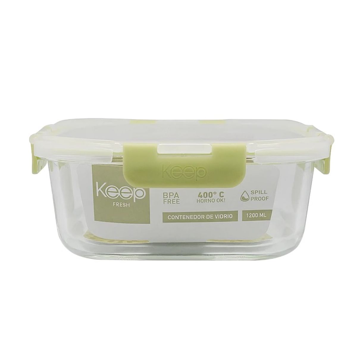 KEEP - HERMETICO CUADRADO 1200ML GLASS KEEP VERDE