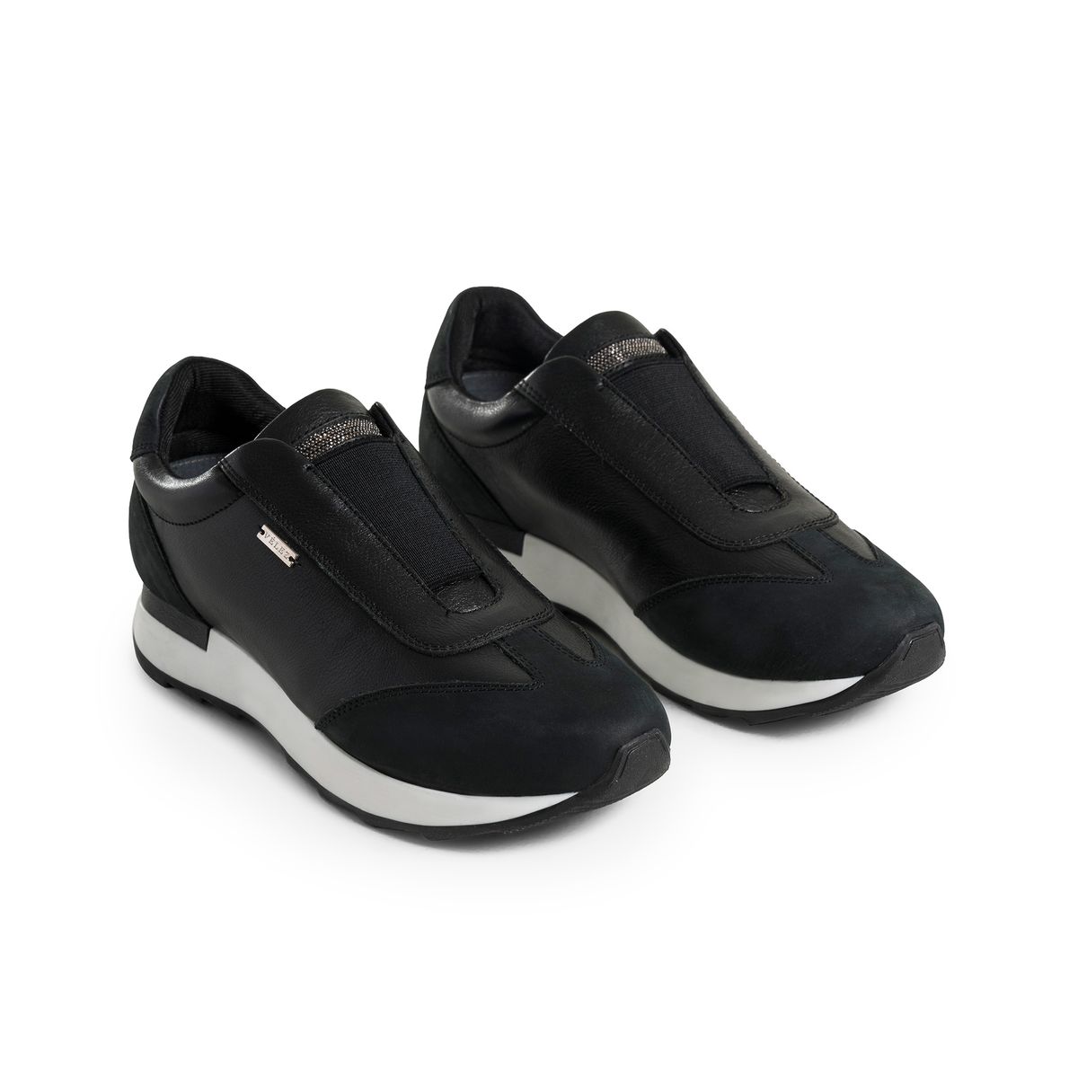 VELEZ - Vélez Mocasín Zipa De Cuero Mujer Detalles Millaré Negro