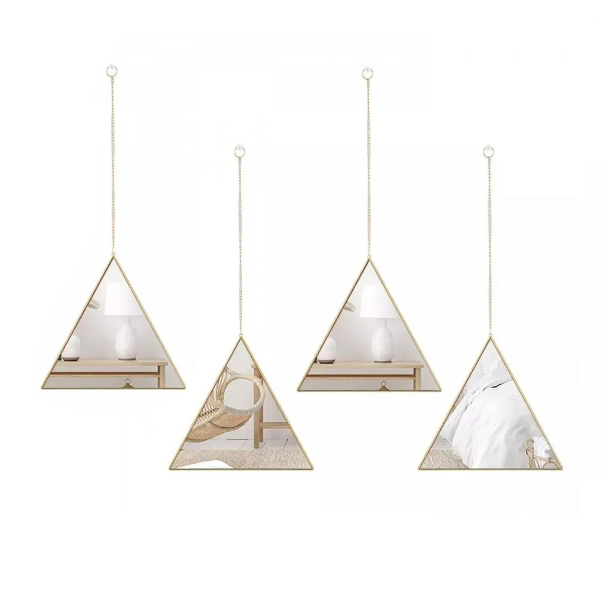 GENERICO - Set de 4 Espejos Triangulares Colgantes