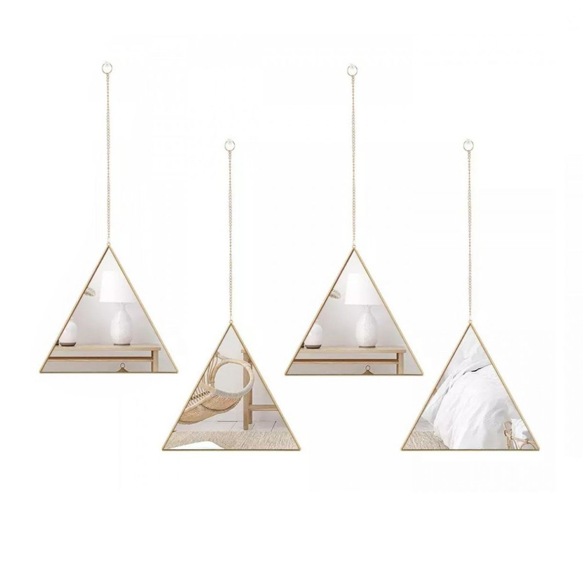GENERICO - Set de 4 Espejos Triangulares Colgantes