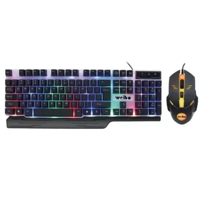 WEIBO - Kit de teclado y mouse gamer Weibo WB-550 color negro