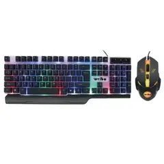 WEIBO - Kit de teclado y mouse gamer WB-550 color negro