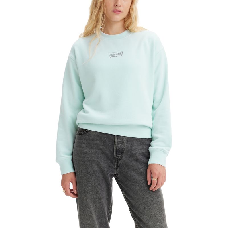 LEVIS - Polerón Mujer Regular Fit Mini Logo Batwing Celeste Levis