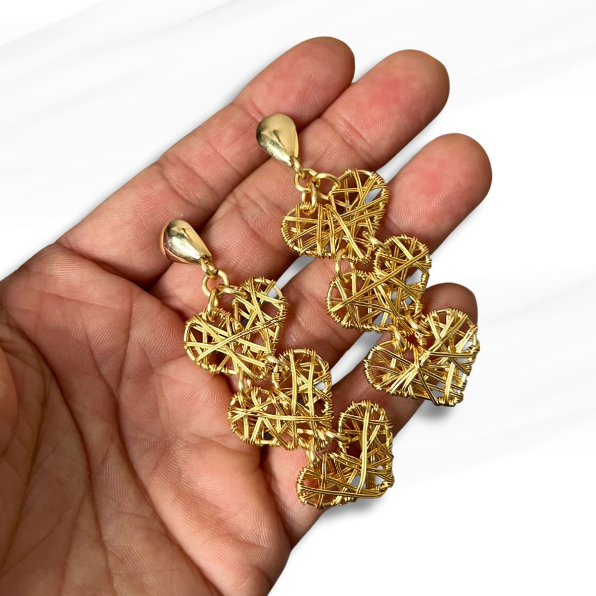 GENERICO - Aros Largos Dorado Corazón