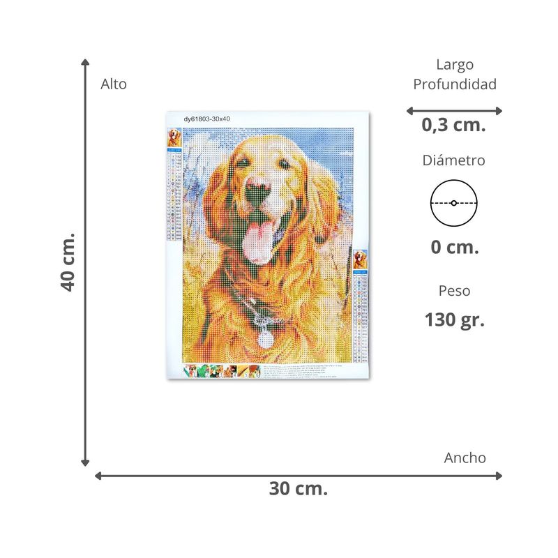 SOLEIO - Kit De Arte Pintura Diamantes Perrito 40 x 30 cm