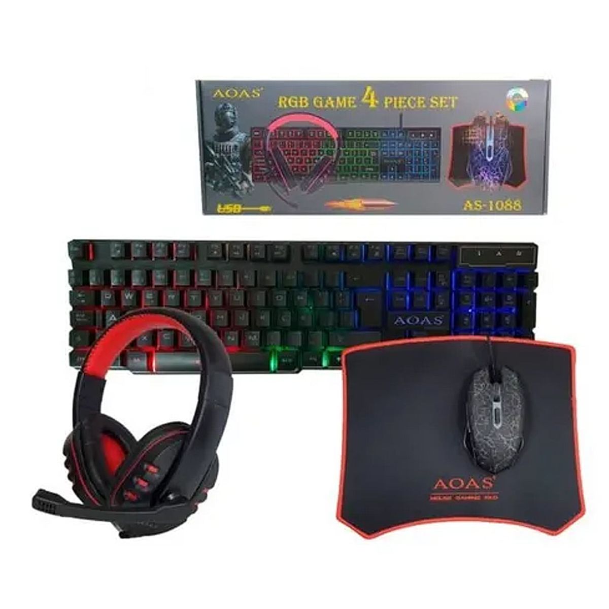 GENERICO - Kit Pc Gamer 4 en 1 Audifono, Mouse, Alfombrilla y Teclado