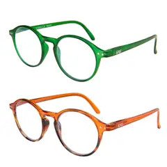 KANALLA - Pack 2 Lentes de Lectura Filtro Luz Azul y UV mod Papillon Verde/ Naranjo 1.5
