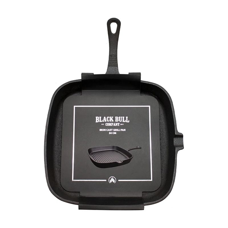 BLACK BULL - Sartén Grill Pan Hierro Fundido 24cm Black Bull