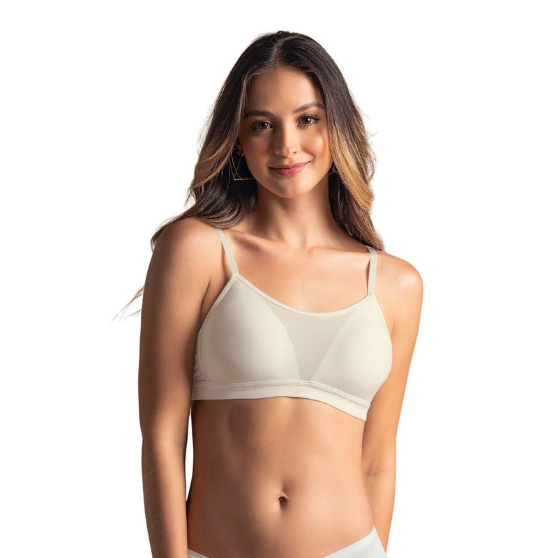 LEONISA - Sostén sin arco con buen cubrimiento en escote Invisible Brastop 091080 Perla