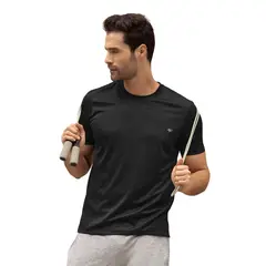 LEO - Camiseta deportiva masculina semiajustada de secado rápido 508007 Negro