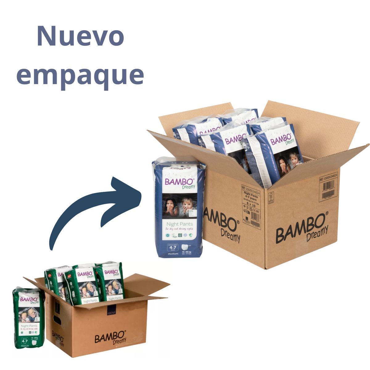 BAMBO NATURE - Caja Pañal Ecológico Bambo Dreamy Niño 4-7 años - 60 Unid