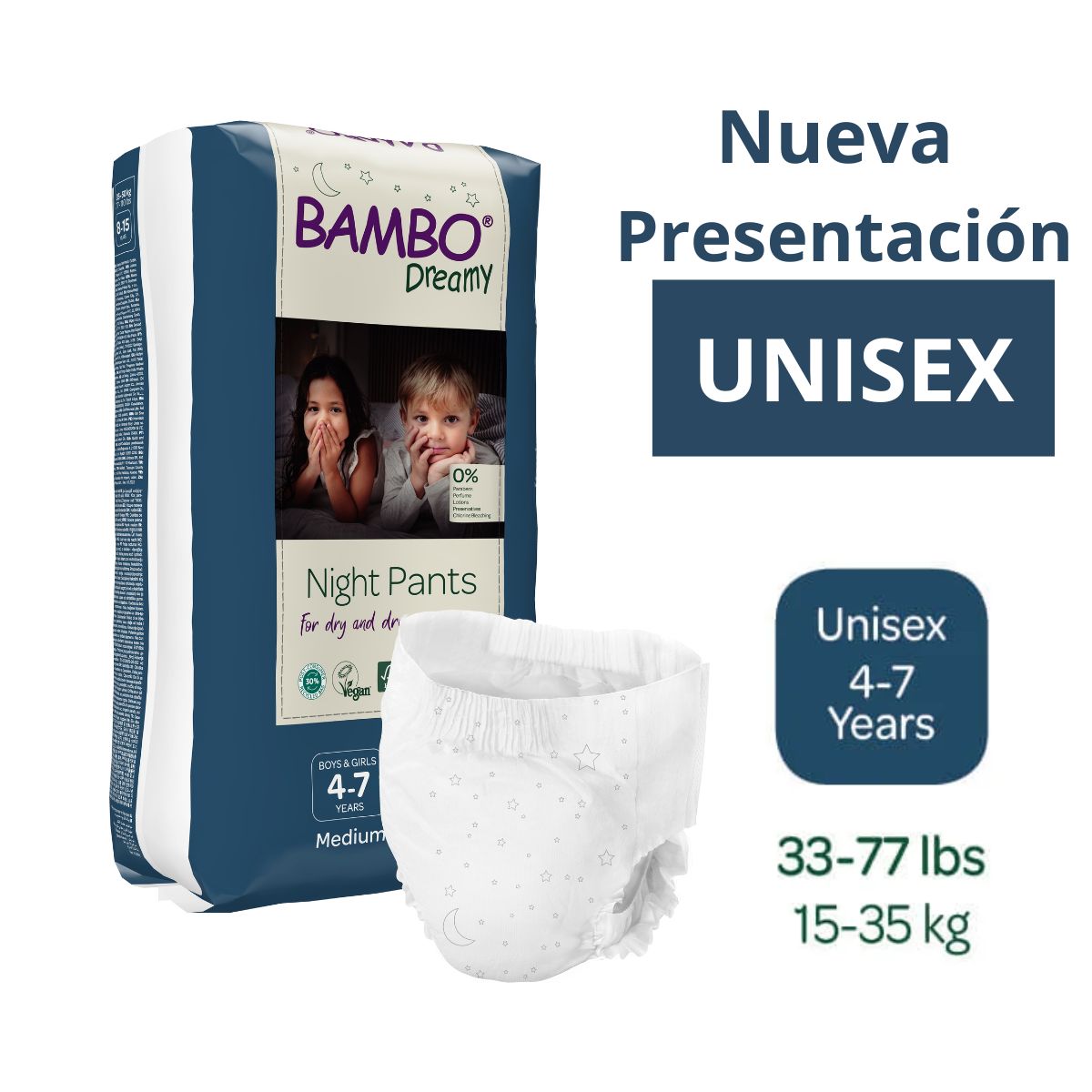 BAMBO NATURE - Caja Pañal Ecológico Bambo Dreamy Niño 4-7 años - 60 Unid