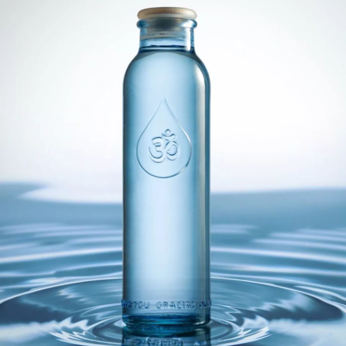 ALKANATUR - Botella de Vidrio OmWater Gratitude 500ml Funda 50%Algodón 100%Cáñamo