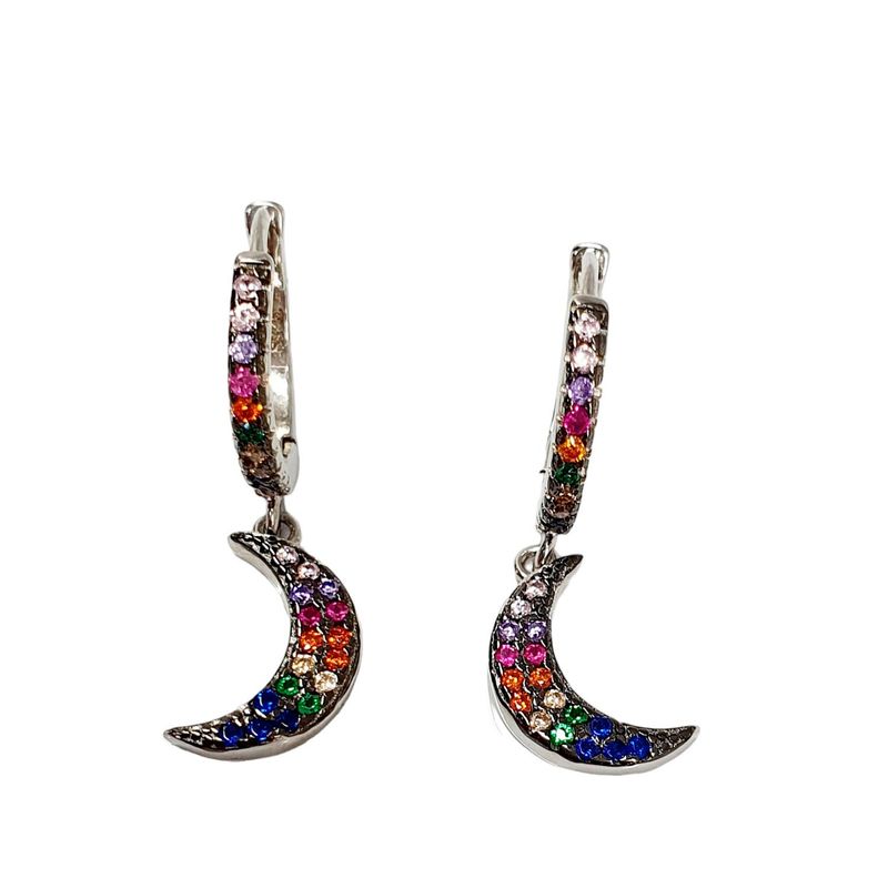 GENERICO - Aro Argolla Luna de Plata 925 con Microcircones multicolor