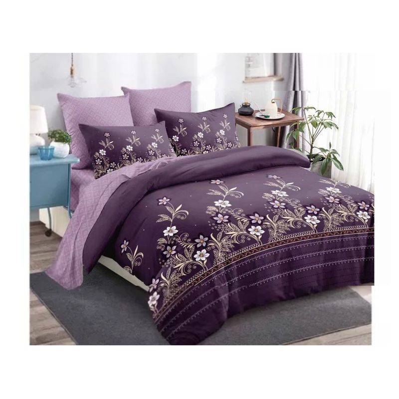 GENERICO - CUBRECAMA DE VERANO DELGADO QUILT 1.5 PLAZA VIOLETA CON FLORES DIANA