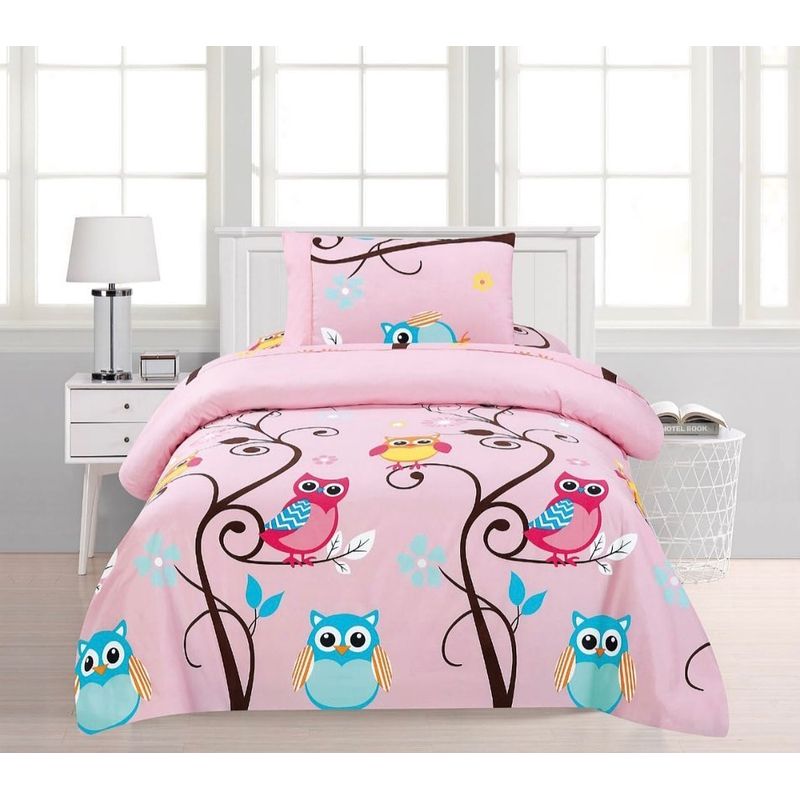 GENERICO - CUBRECAMA DE VERANO DELGADO QUILT 1.5 PLAZA  ROSA BUHO DIANA