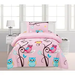GENERICO - CUBRECAMA DE VERANO DELGADO QUILT 1.5 PLAZA ROSA BUHO DIANA