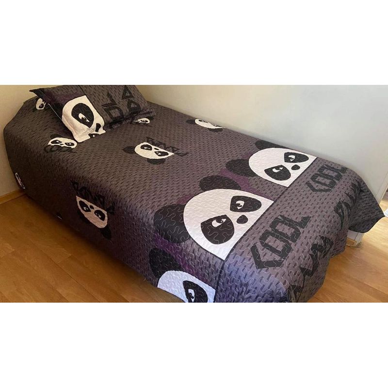 GENERICO - CUBRECAMA DE VERANO DELGADO QUILT 1.5 PLAZA GRIS PANDA DIANA