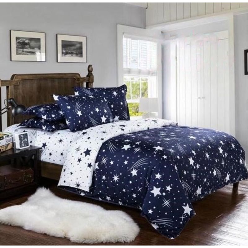 GENERICO - CUBRECAMA DE VERANO DELGADO QUILT 1.5 PLAZA ESTRELLAS BLANCAS DIANA