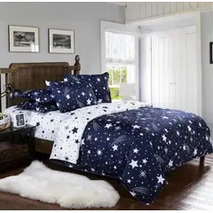 GENERICO - CUBRECAMA DE VERANO DELGADO QUILT 1.5 PLAZA ESTRELLAS BLANCAS ROUSS