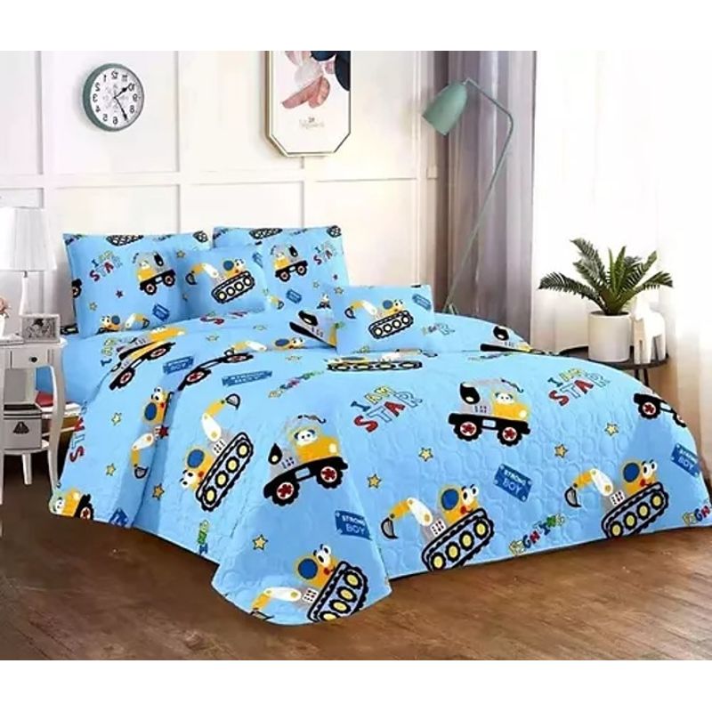 GENERICO - CUBRECAMA DE VERANO DELGADO QUILT 1.5 PLAZA INFANTIL AZUL CLARO DIANA