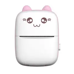 GENERICO - Mini Impresora Térmica Portátil Bluetooth Gatito + 1rollos ROSA