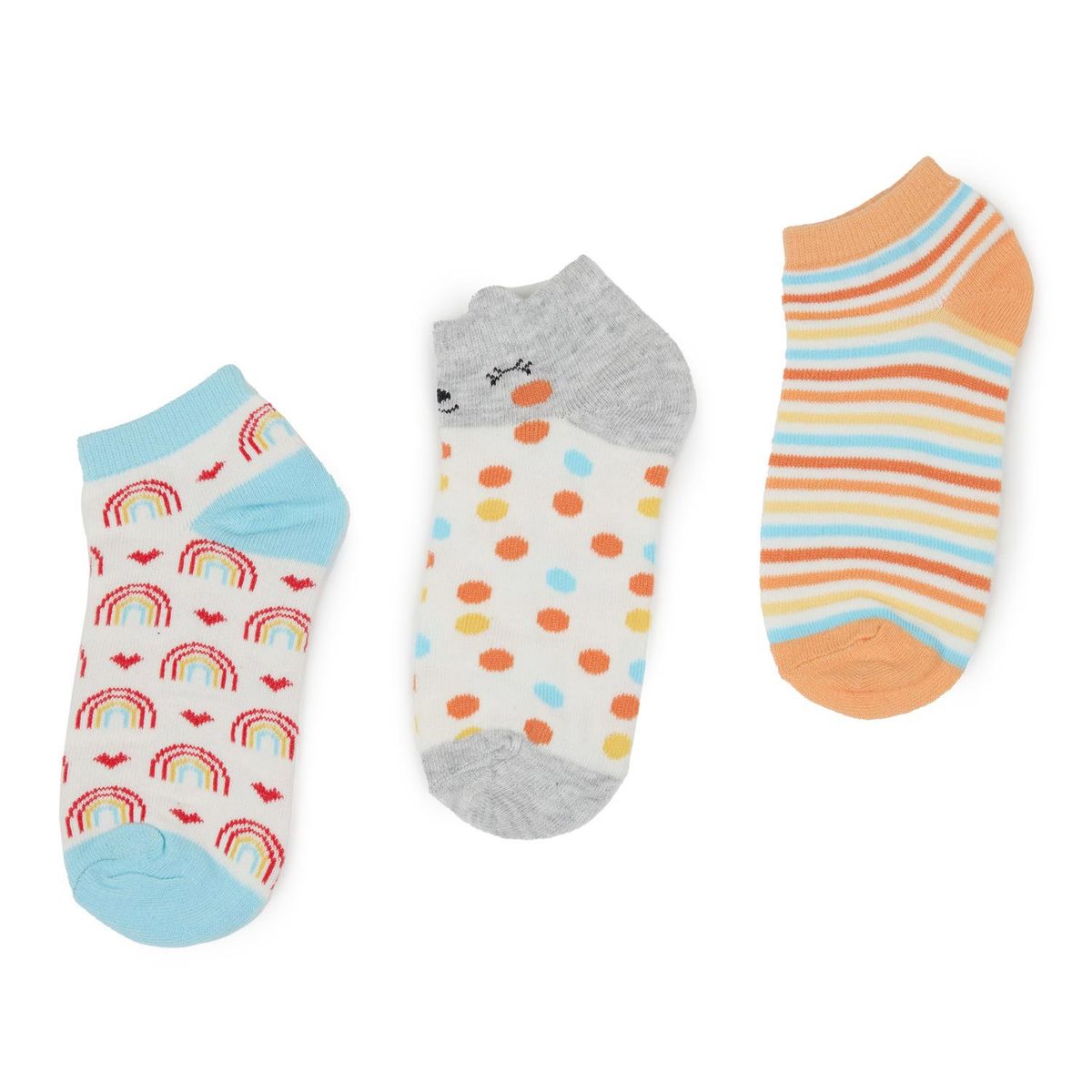 FASHION'S PARK - Calceta Niña Tripack Full Print Salmon Fashion's Park