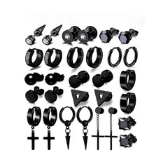 GENERICO - Pack 15 Pares Aretes Hombre Con Piercing, Arracadas Hombre