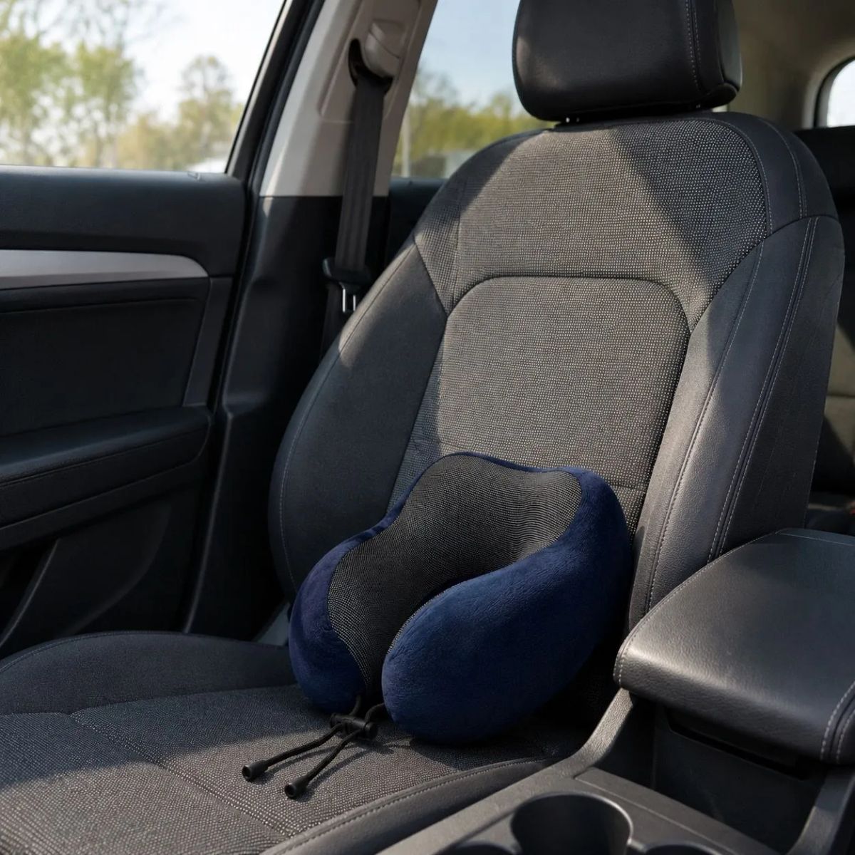 HOMESTAR - Cojín cervical de viaje azul marino con panel interior de malla y cordón ajustable